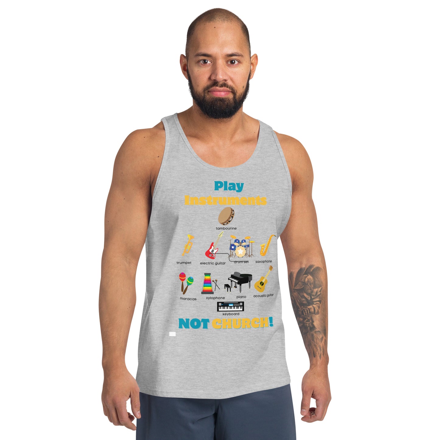 Men's Tank Top-Play Instruments NOT CHURCH