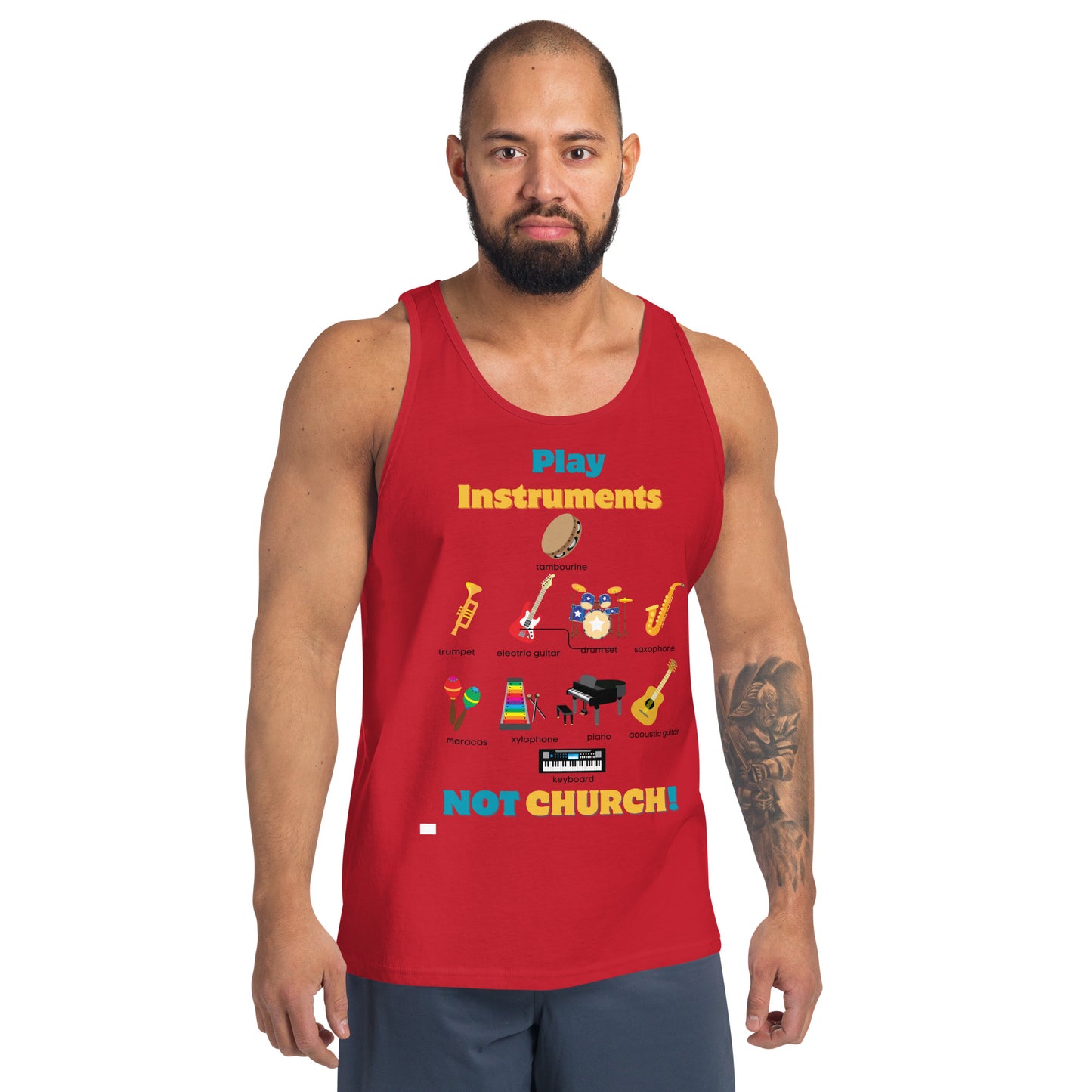 Men's Tank Top-Play Instruments NOT CHURCH