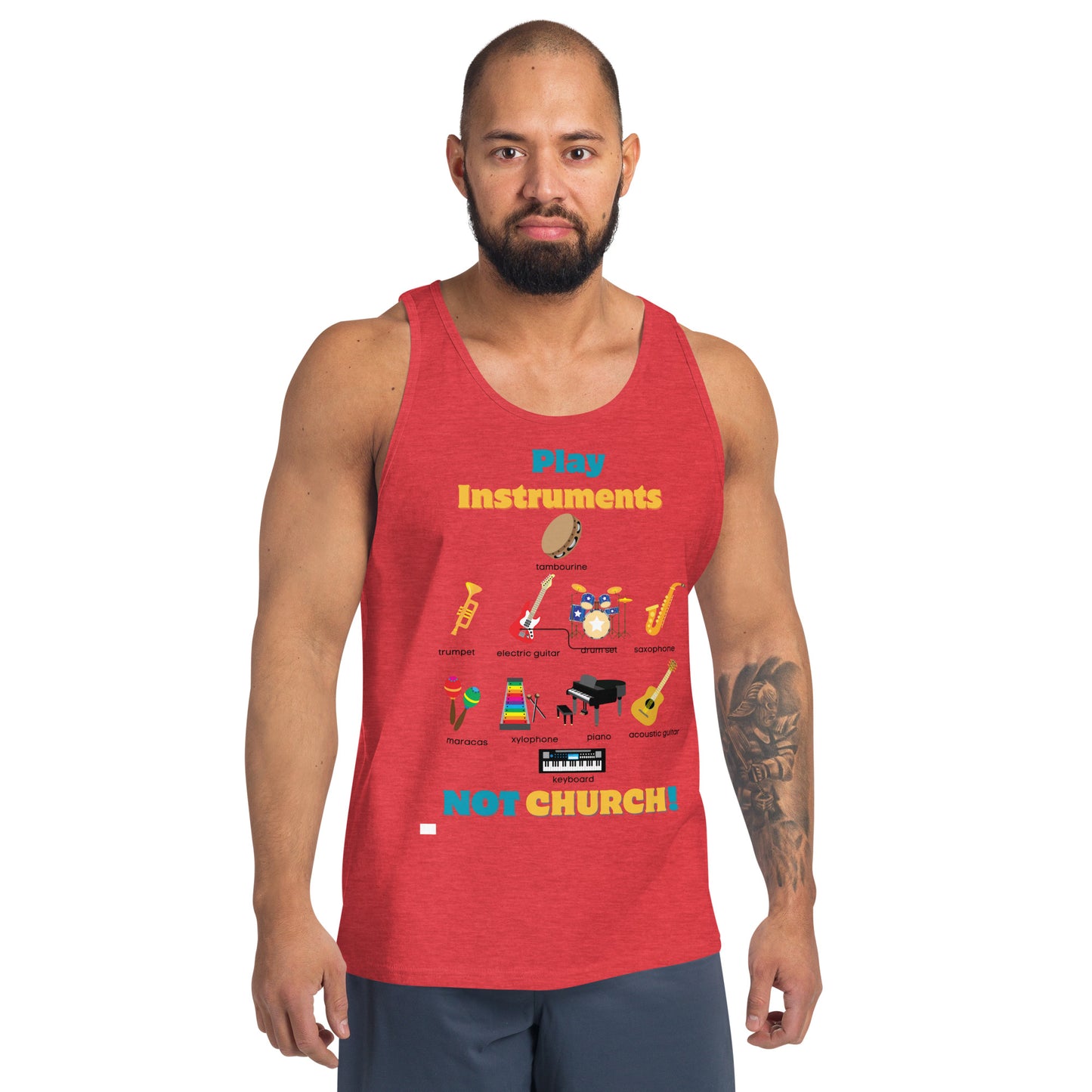 Men's Tank Top-Play Instruments NOT CHURCH