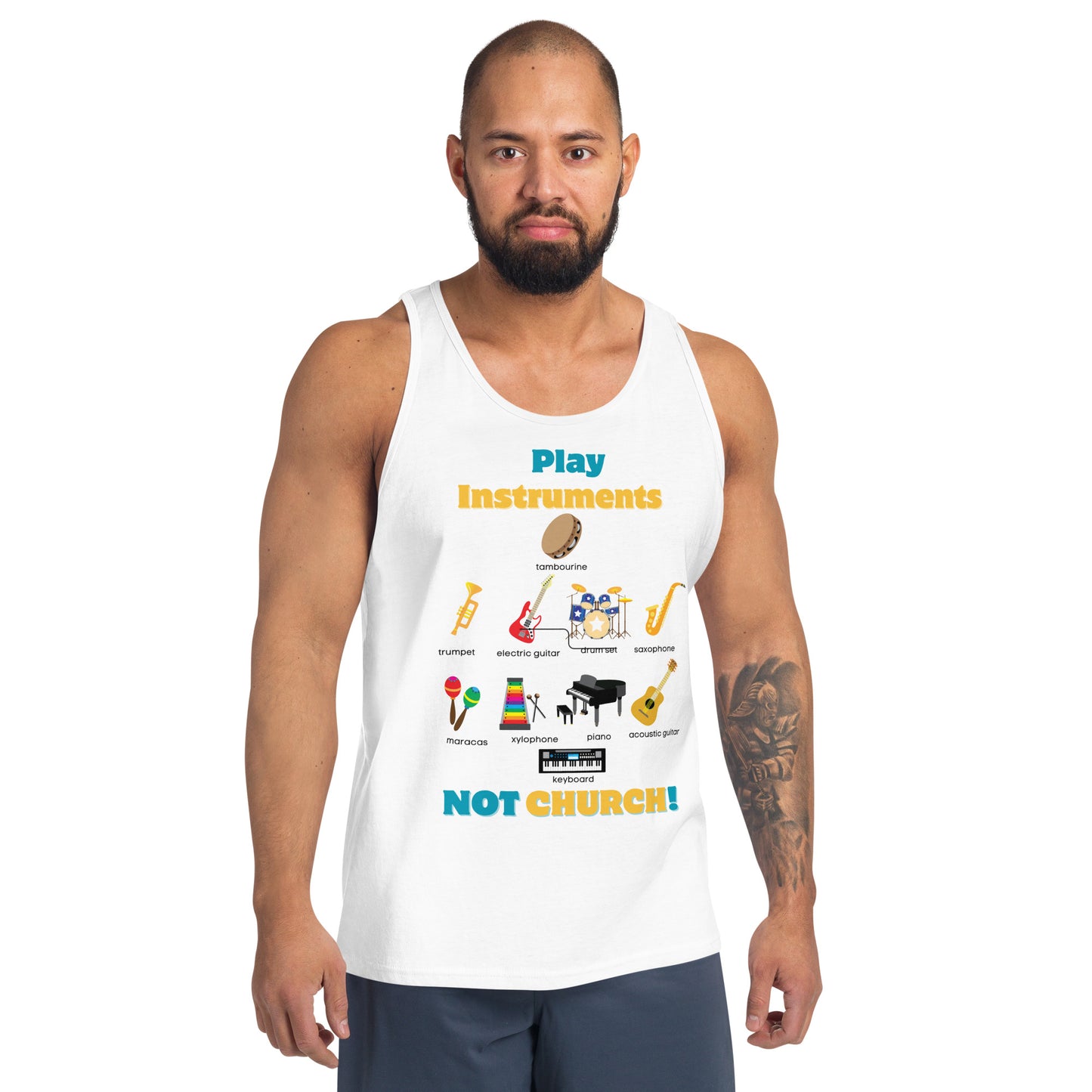 Men's Tank Top-Play Instruments NOT CHURCH