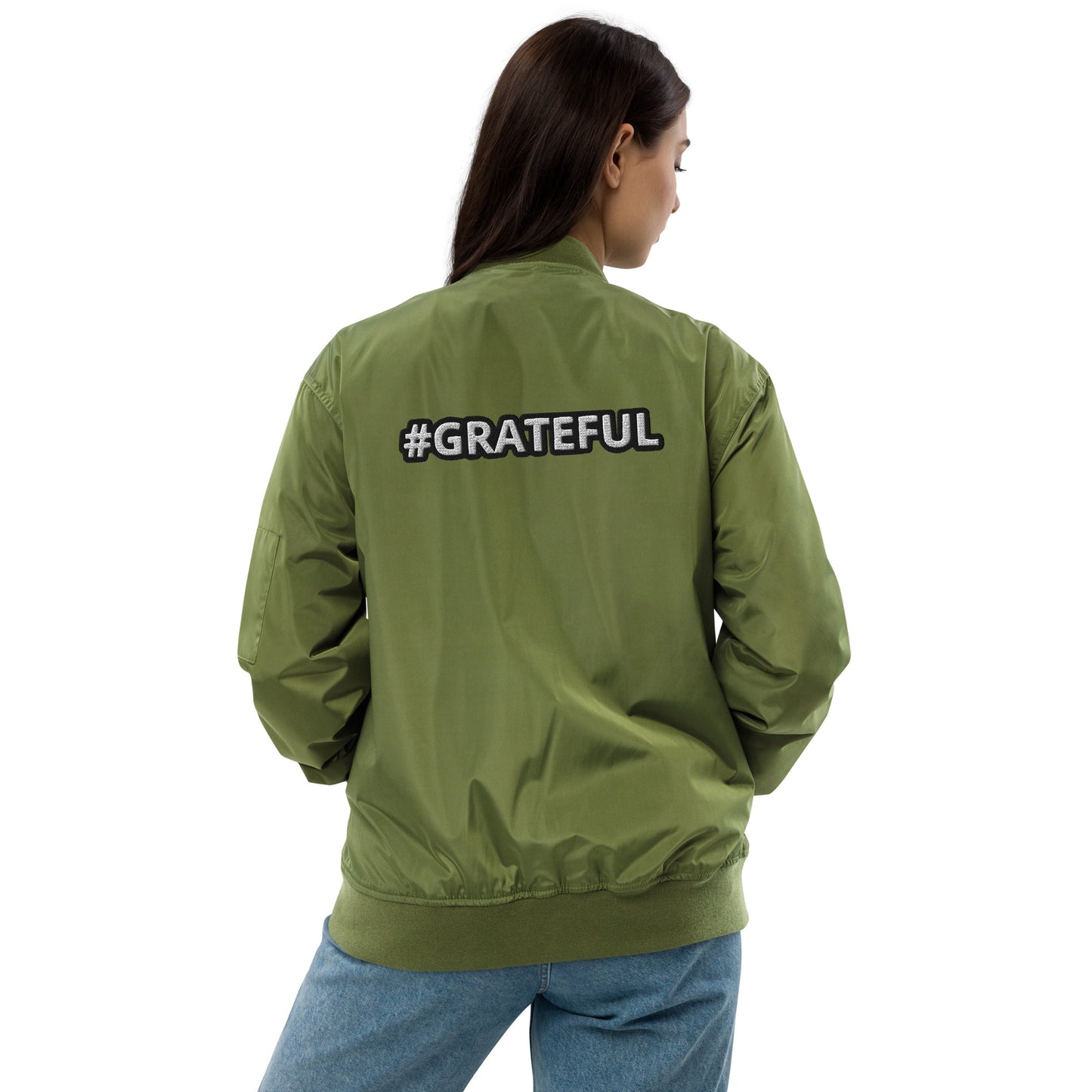 Premium Recycled Bomber Jacket-#GRATEFUL