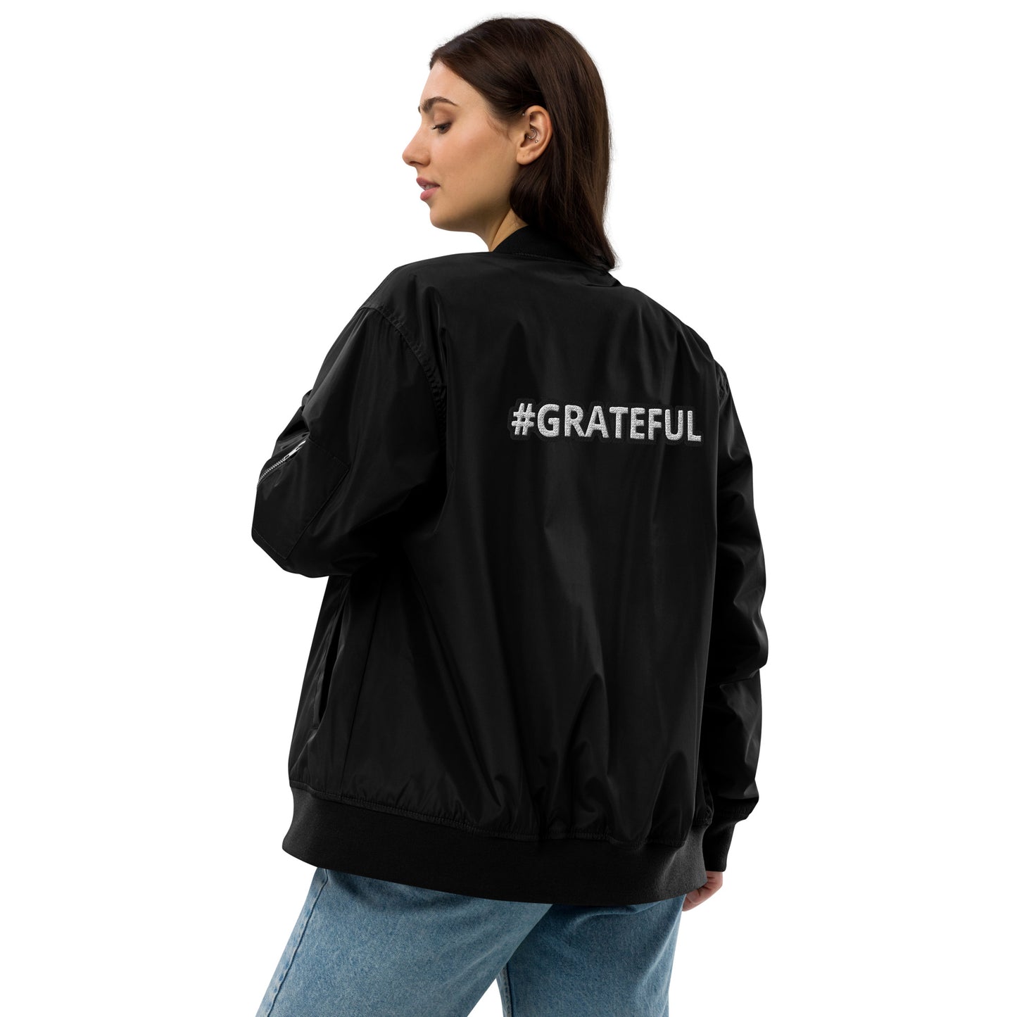 Premium Recycled Bomber Jacket-#GRATEFUL