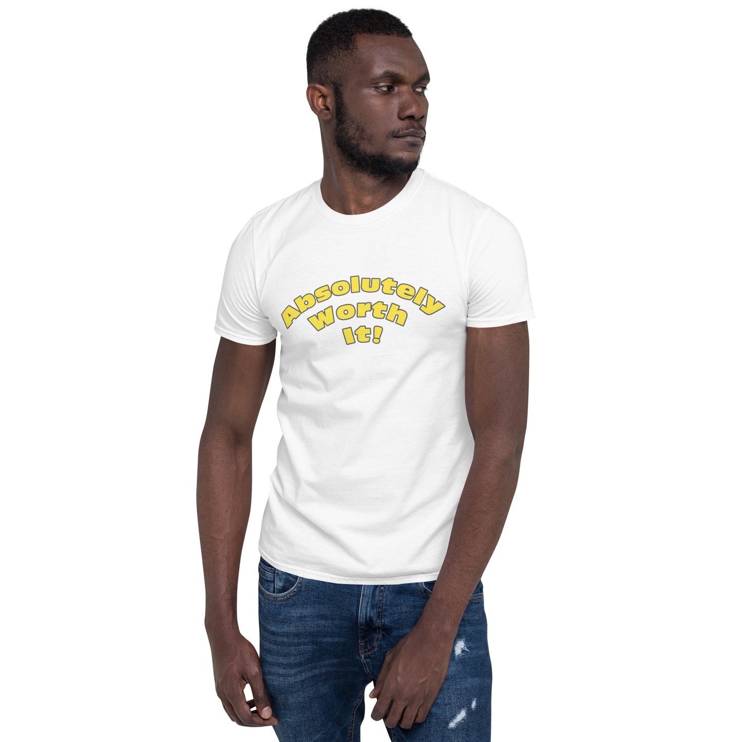 Short-Sleeve Unisex T-Shirt-Absolutely Worth It (Yellow Font)