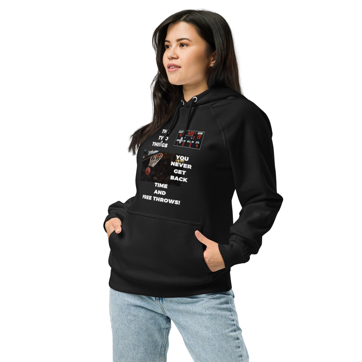 Unisex eco raglan hoodie-The Two Things You Can Never Get Back