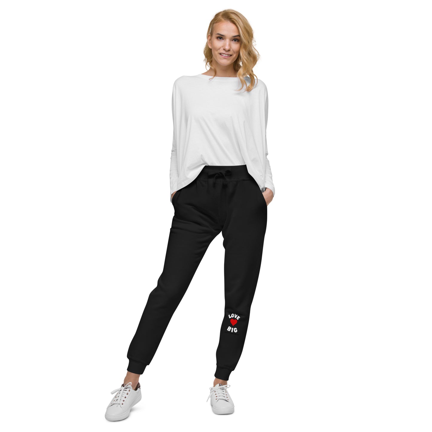 Unisex Fleece Sweatpants-LOVE BIG (WHITE LETTERING)