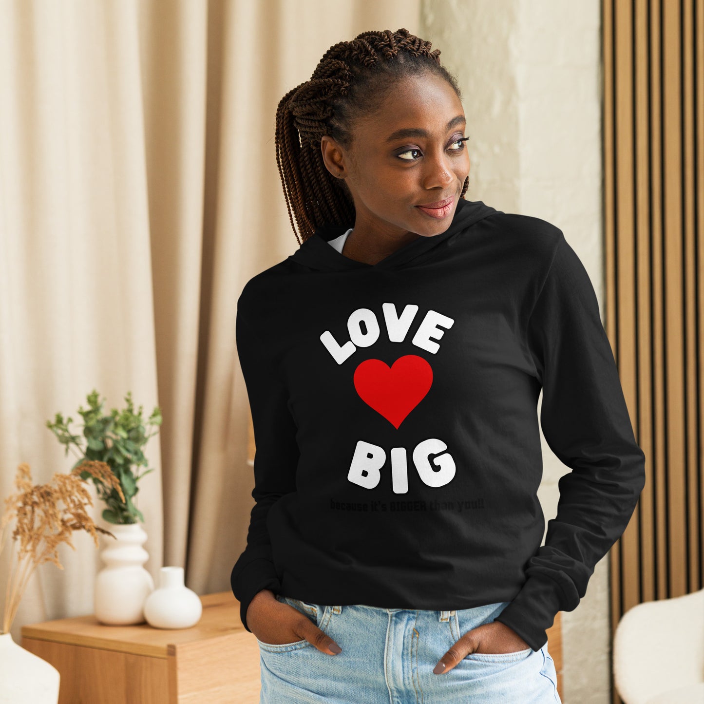 Unisex Hooded Long-Sleeve Tee-LOVE BIG