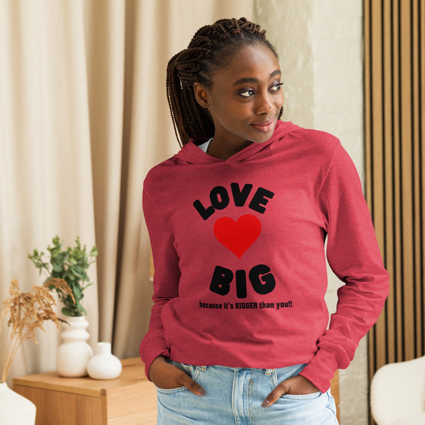 Unisex Hooded Long-Sleeve Tee-BIG LOVE