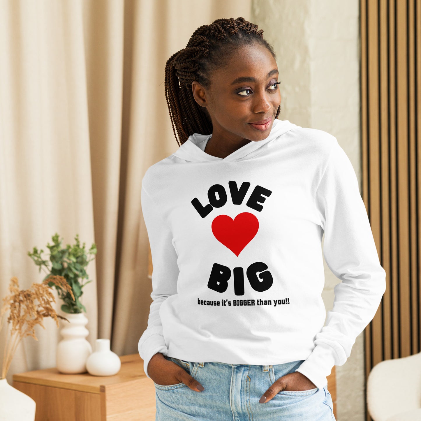 Unisex Hooded Long-Sleeve Tee-BIG LOVE