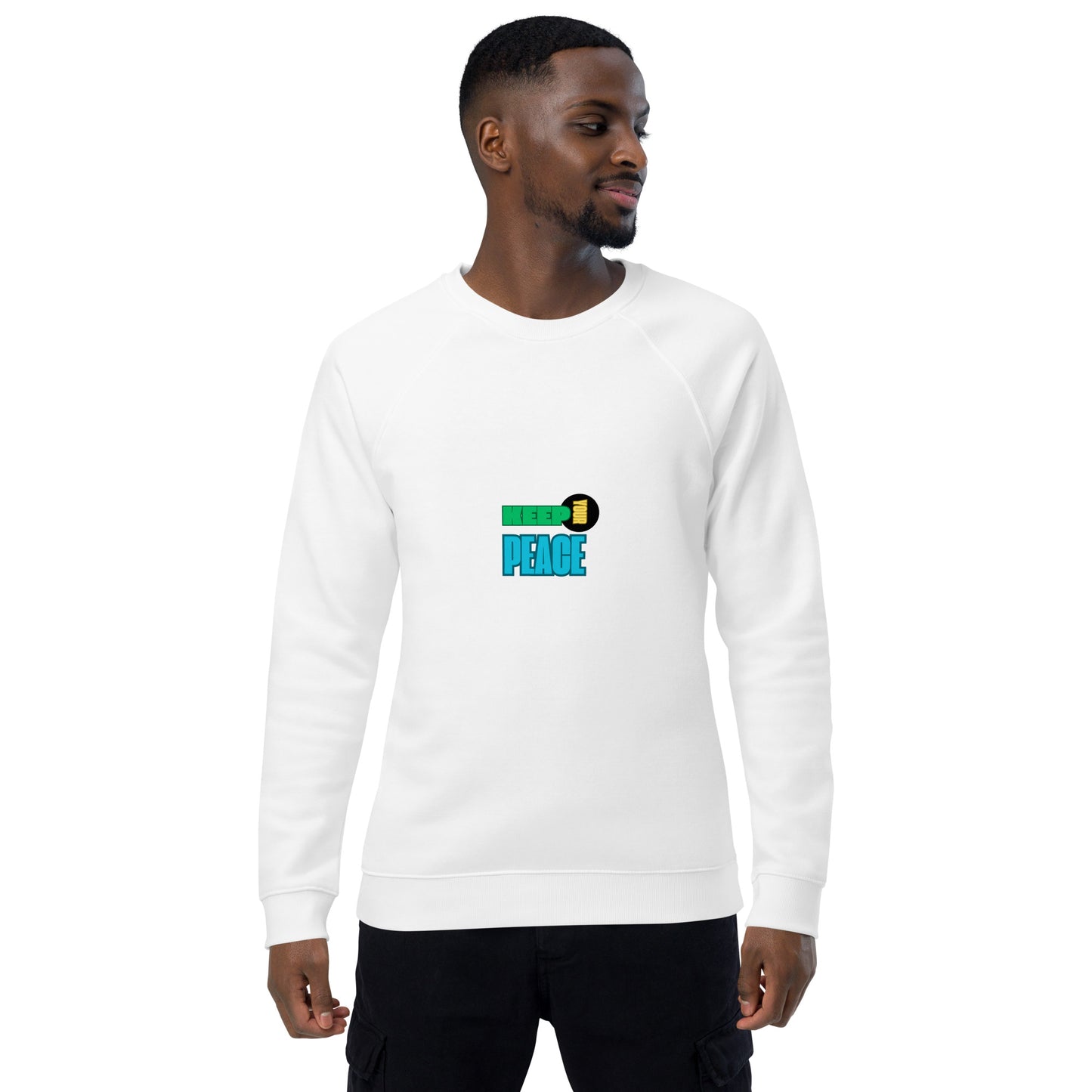 Unisex organic raglan sweatshirt-KEEP YOUR PEACE