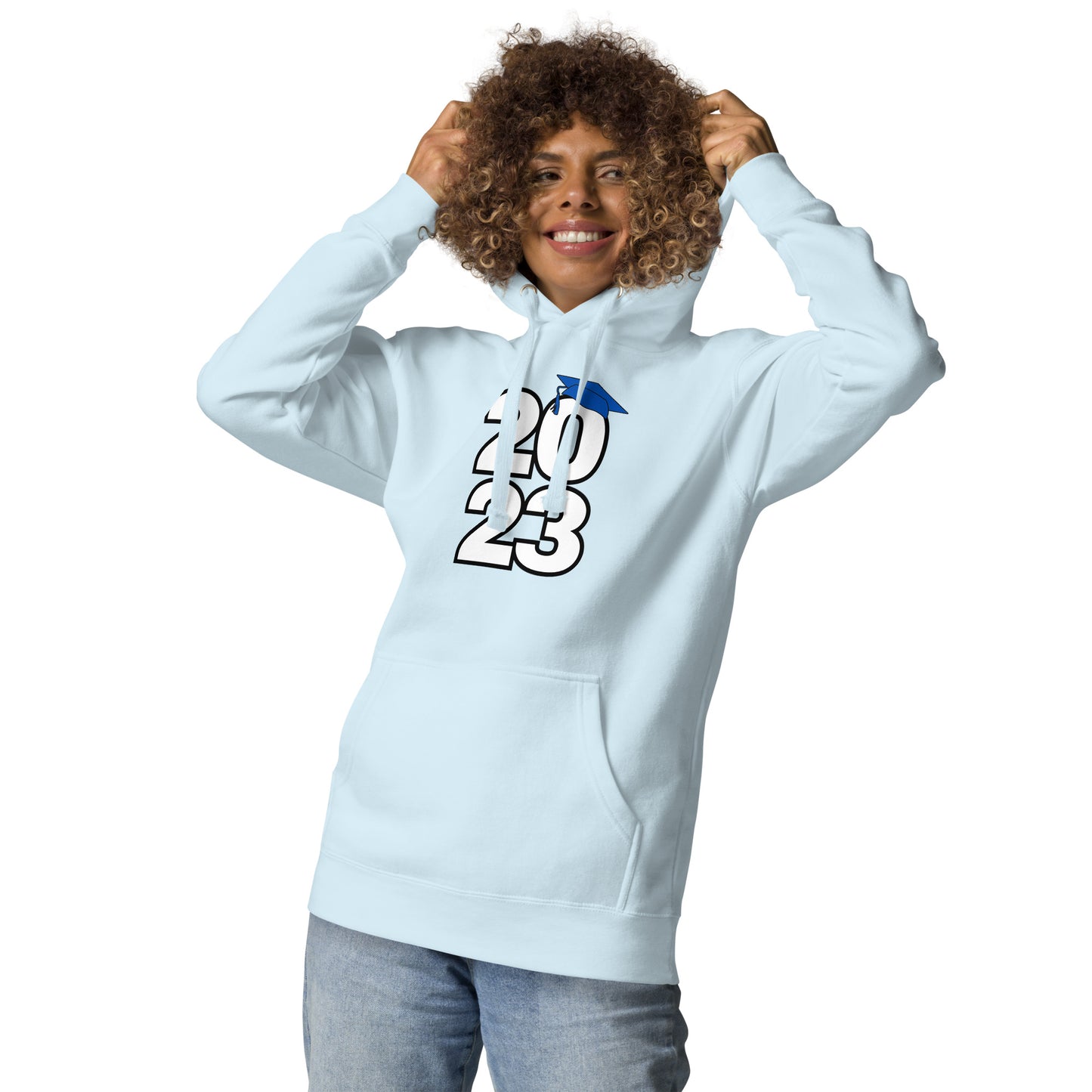 Unisex Hoodie2023 BLUE Front and BACK