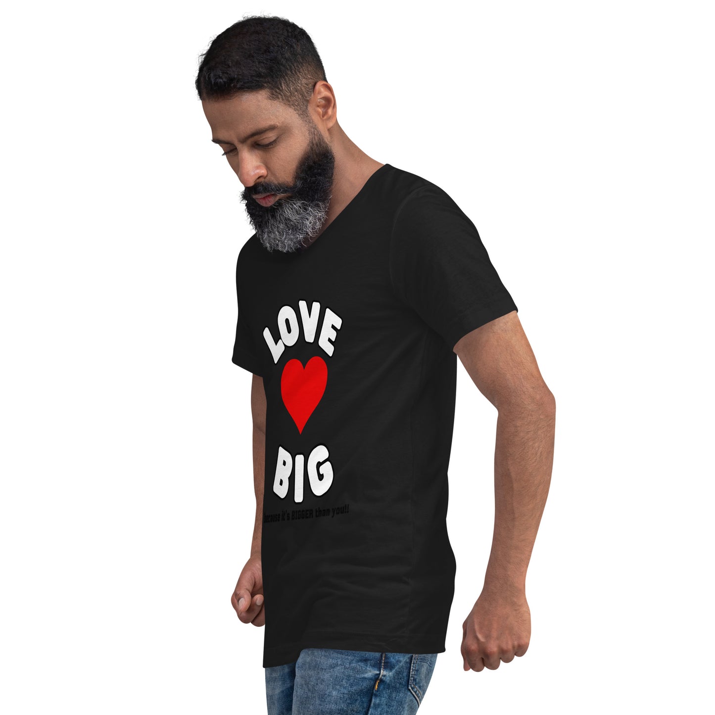 Unisex Short Sleeve V-Neck T-Shirt-LOVE BIG