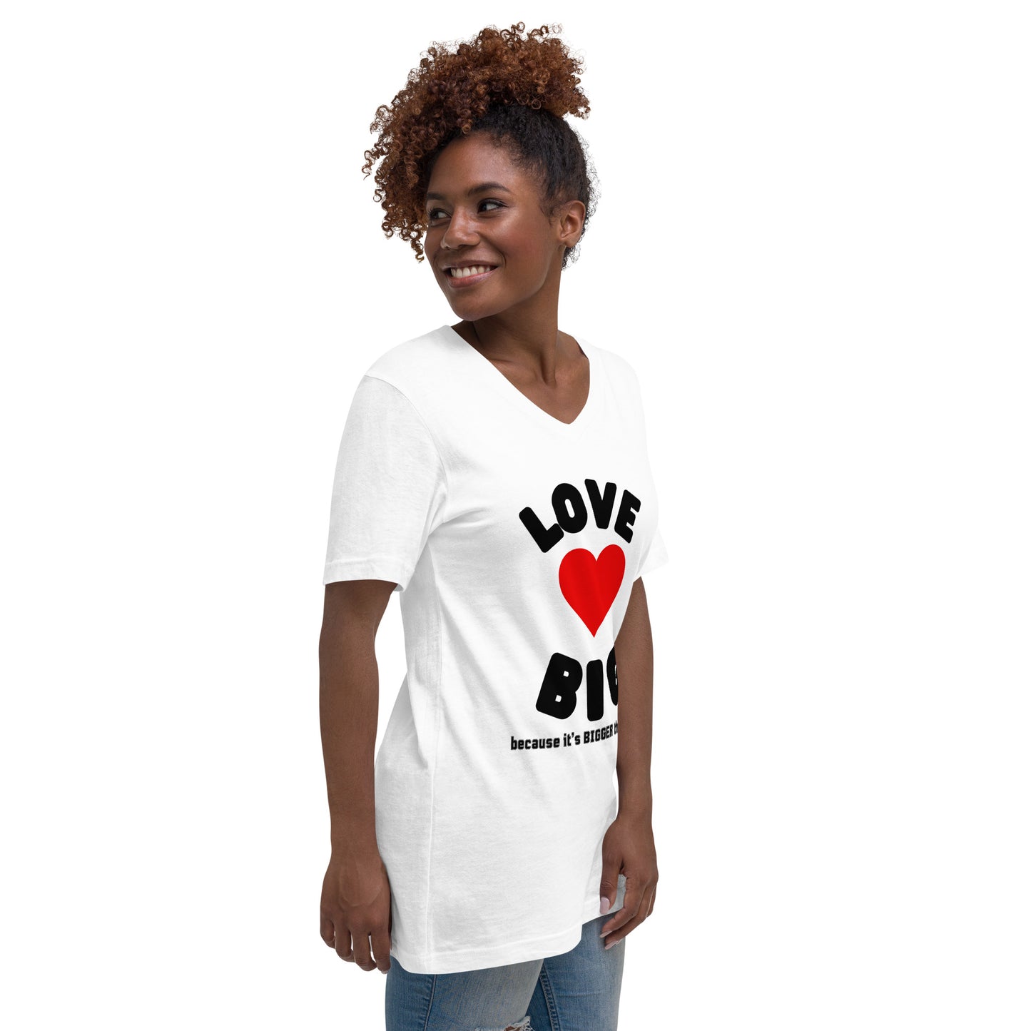 Unisex Short Sleeve V-Neck T-Shirt-LOVE BIG