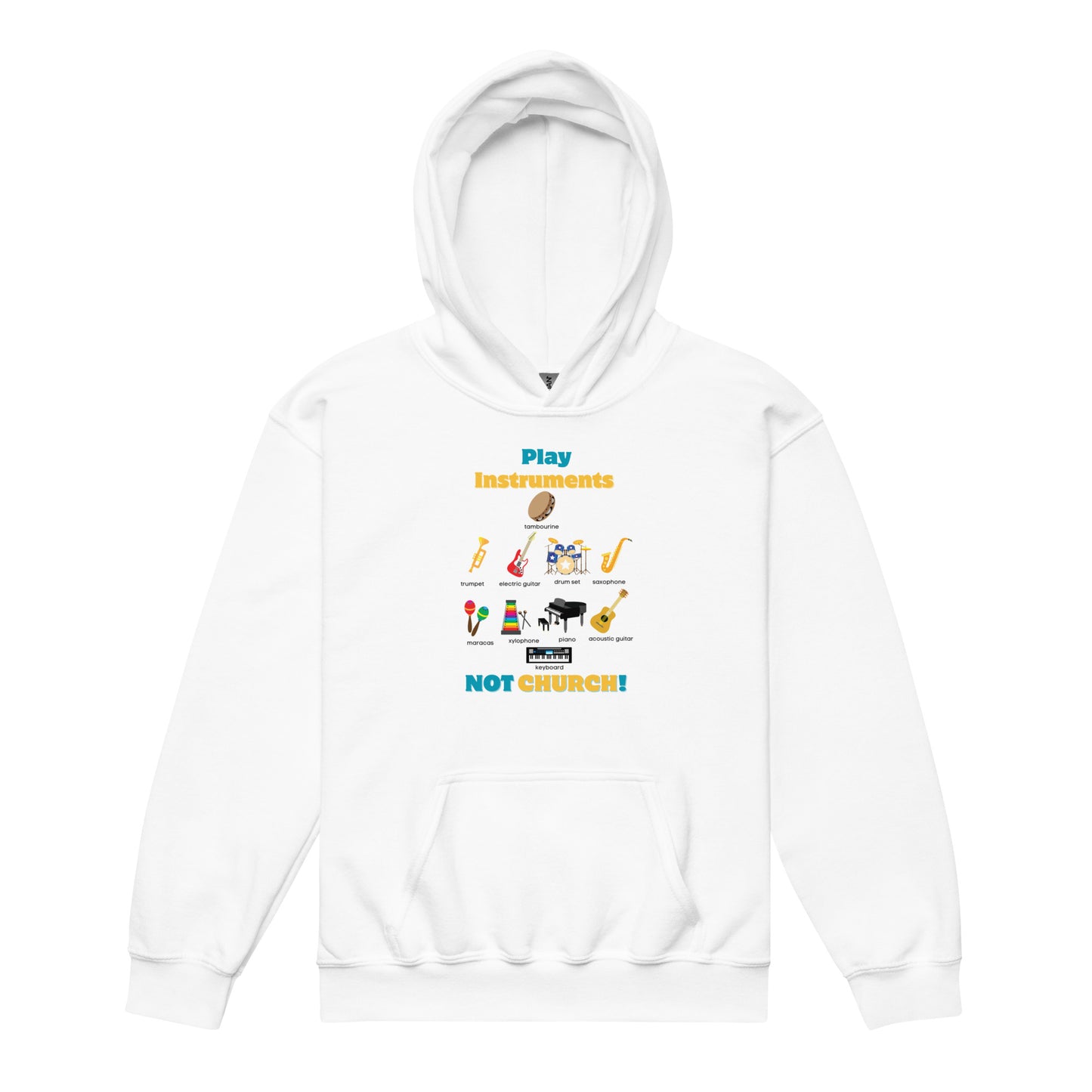 Youth Heavy Blend Hoodie-Play Instruments NOT CHURCH