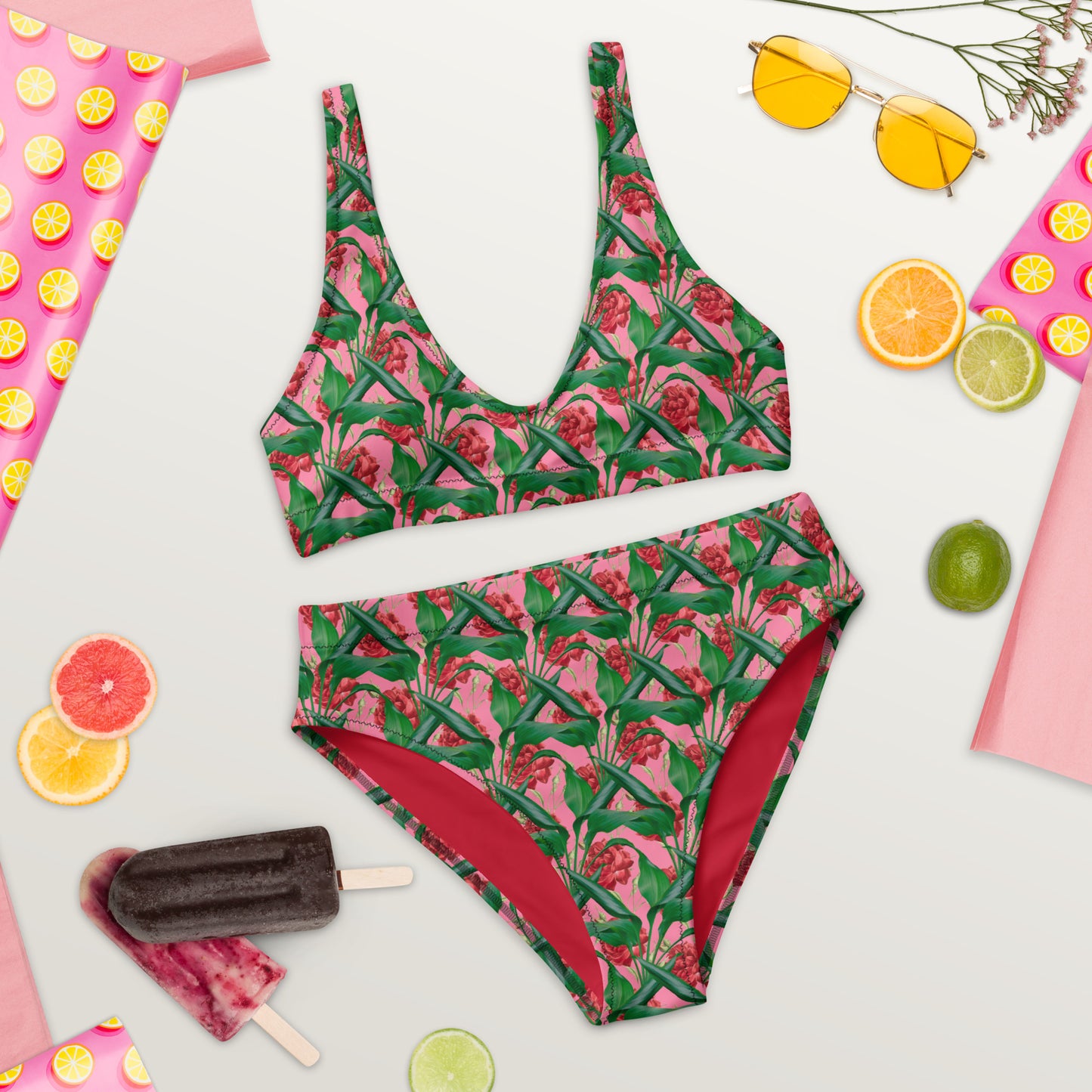 Recycled High-Waisted Bikini Floral