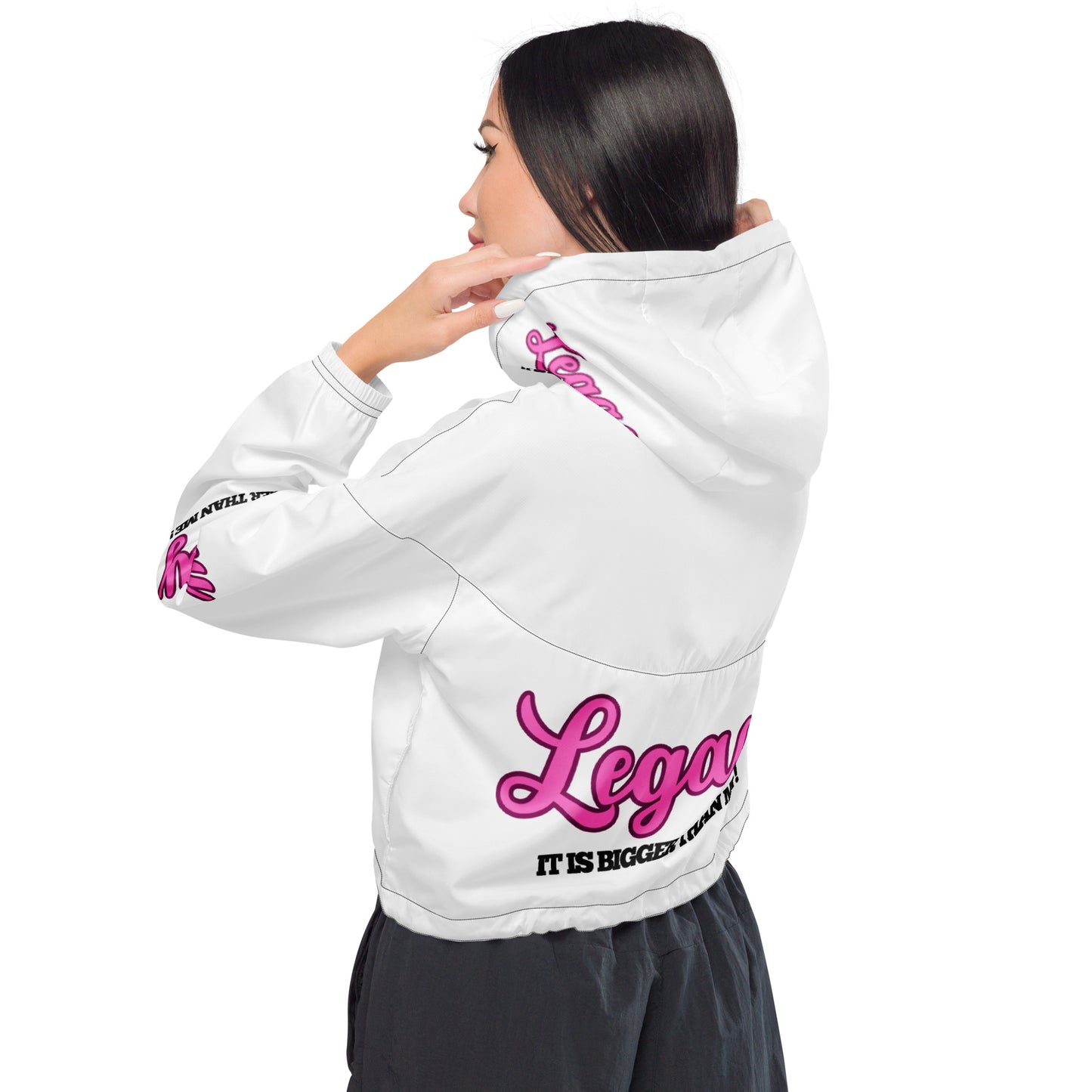 Women’s Cropped Windbreaker-LEGACY "It Is Bigger Than Me!" (PINK)