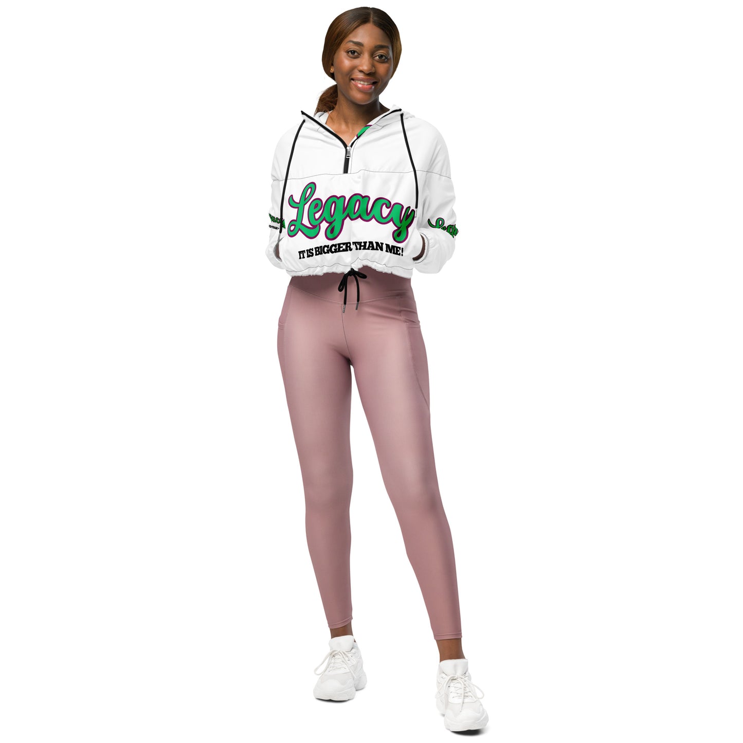 Women’s Cropped Windbreaker-LEGACY "It Is Bigger Than Me!" (GREEN)