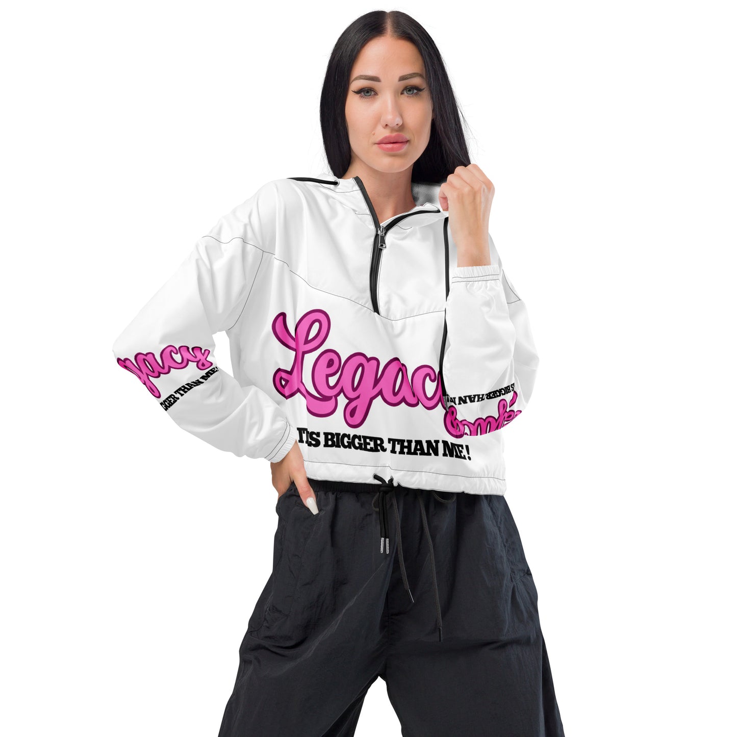 Women’s Cropped Windbreaker-LEGACY "It Is Bigger Than Me!" (PINK)