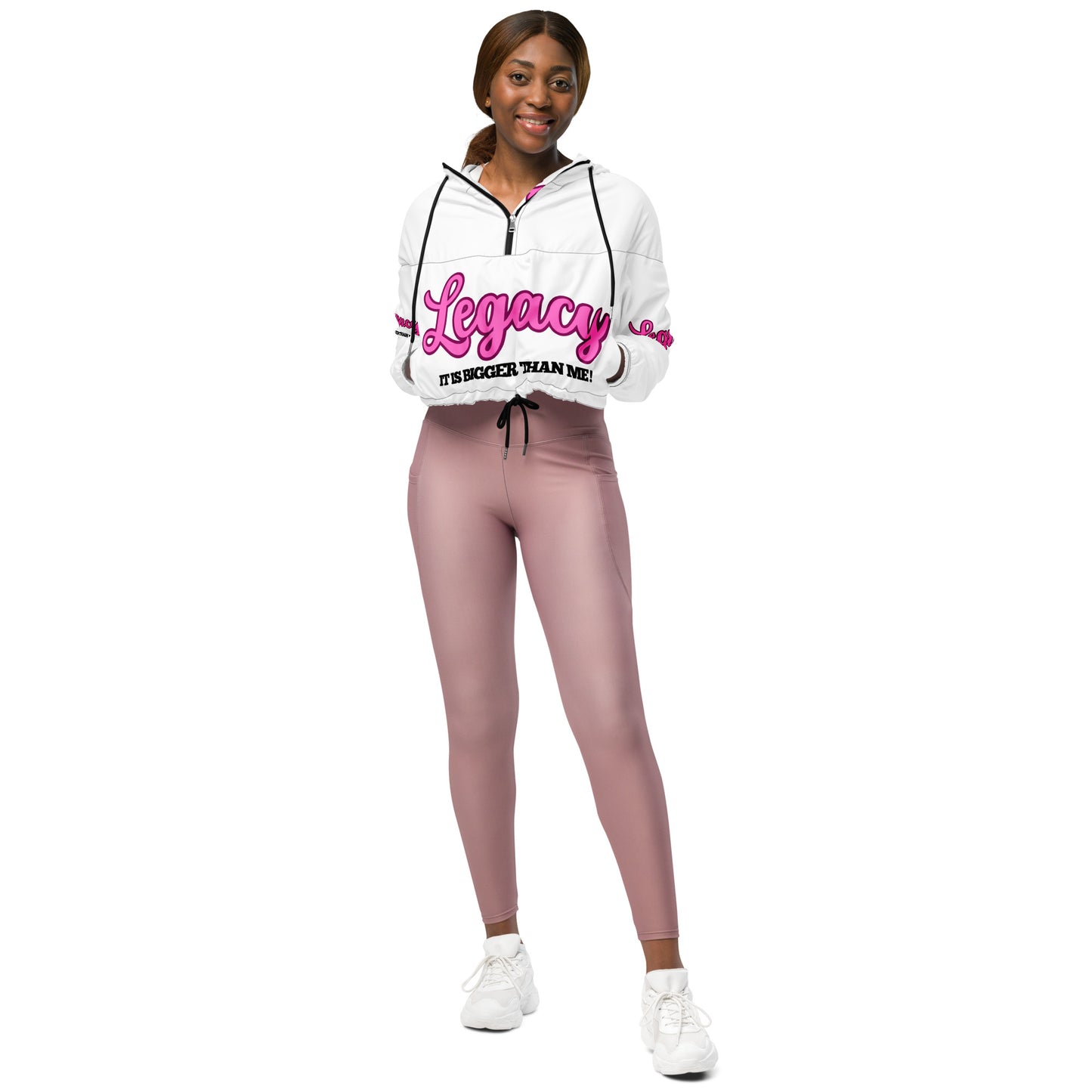 Women’s Cropped Windbreaker-LEGACY "It Is Bigger Than Me!" (PINK)