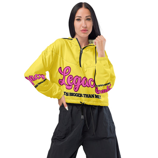 Women’s Cropped Windbreaker-LEGACY "It Is Bigger Than Me!" (PINK ON YELLOW)