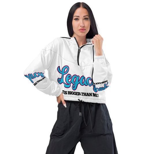 Women’s Cropped Windbreaker-LEGACY "It Is Bigger Than Me!" (BLUE)