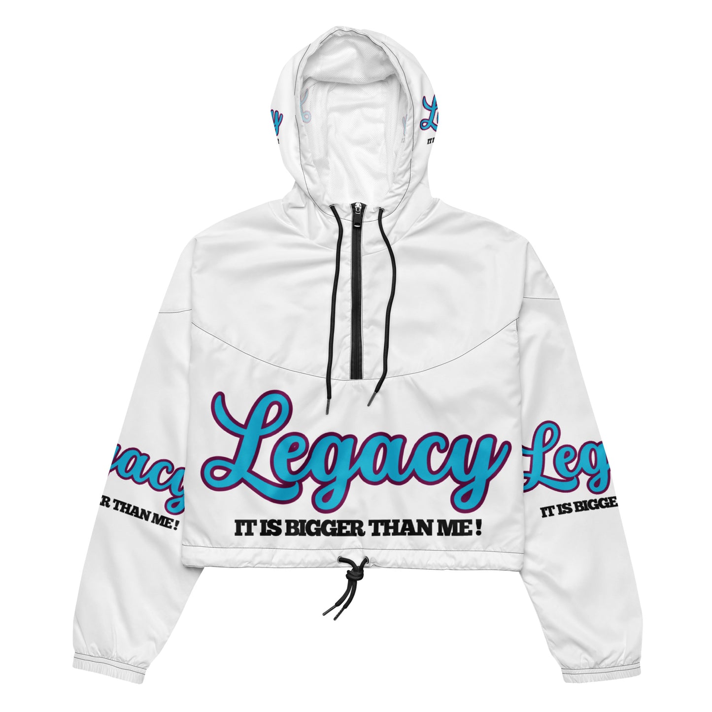 Women’s Cropped Windbreaker-LEGACY "It Is Bigger Than Me!" (BLUE)