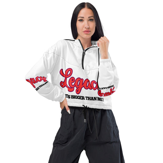 Women’s Cropped Windbreaker-LEGACY "It Is Bigger Than Me!" (RED)