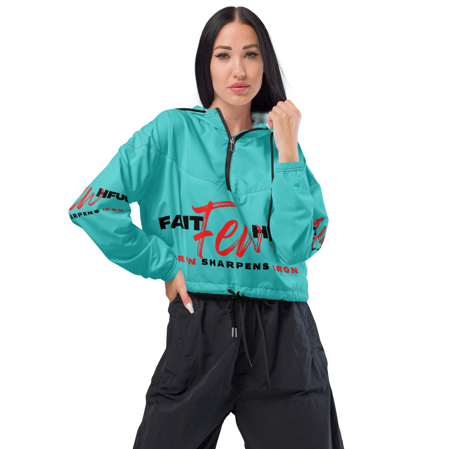 Women’s Cropped Windbreaker-theFAITHFULfew (BLUE)