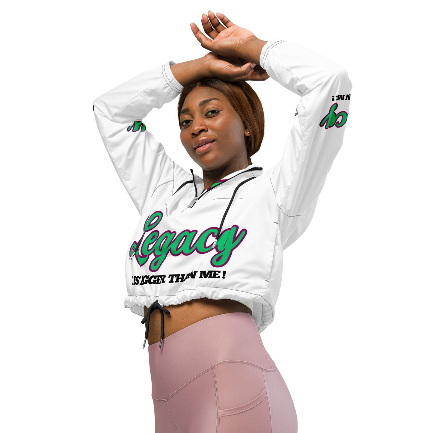 Women’s Cropped Windbreaker-LEGACY "It Is Bigger Than Me!" (GREEN)