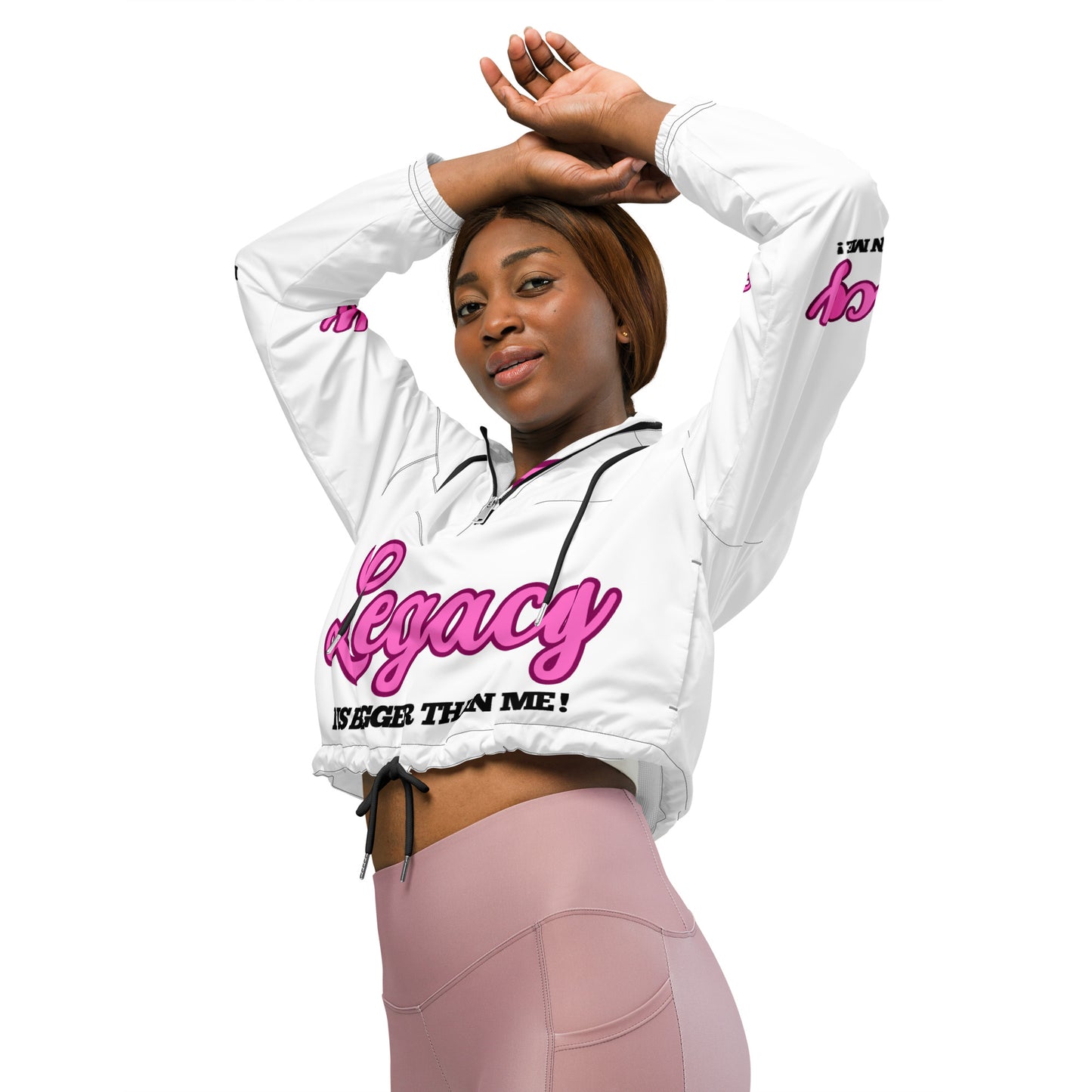 Women’s Cropped Windbreaker-LEGACY "It Is Bigger Than Me!" (PINK)