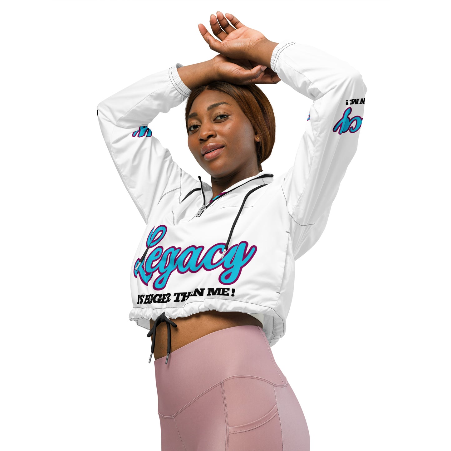 Women’s Cropped Windbreaker-LEGACY "It Is Bigger Than Me!" (BLUE)