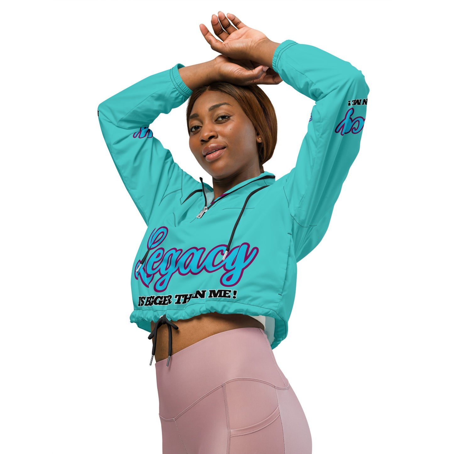 Women’s Cropped Windbreaker-LEGACY "It Is Bigger Than Me!" (BLUE ON BLUE)