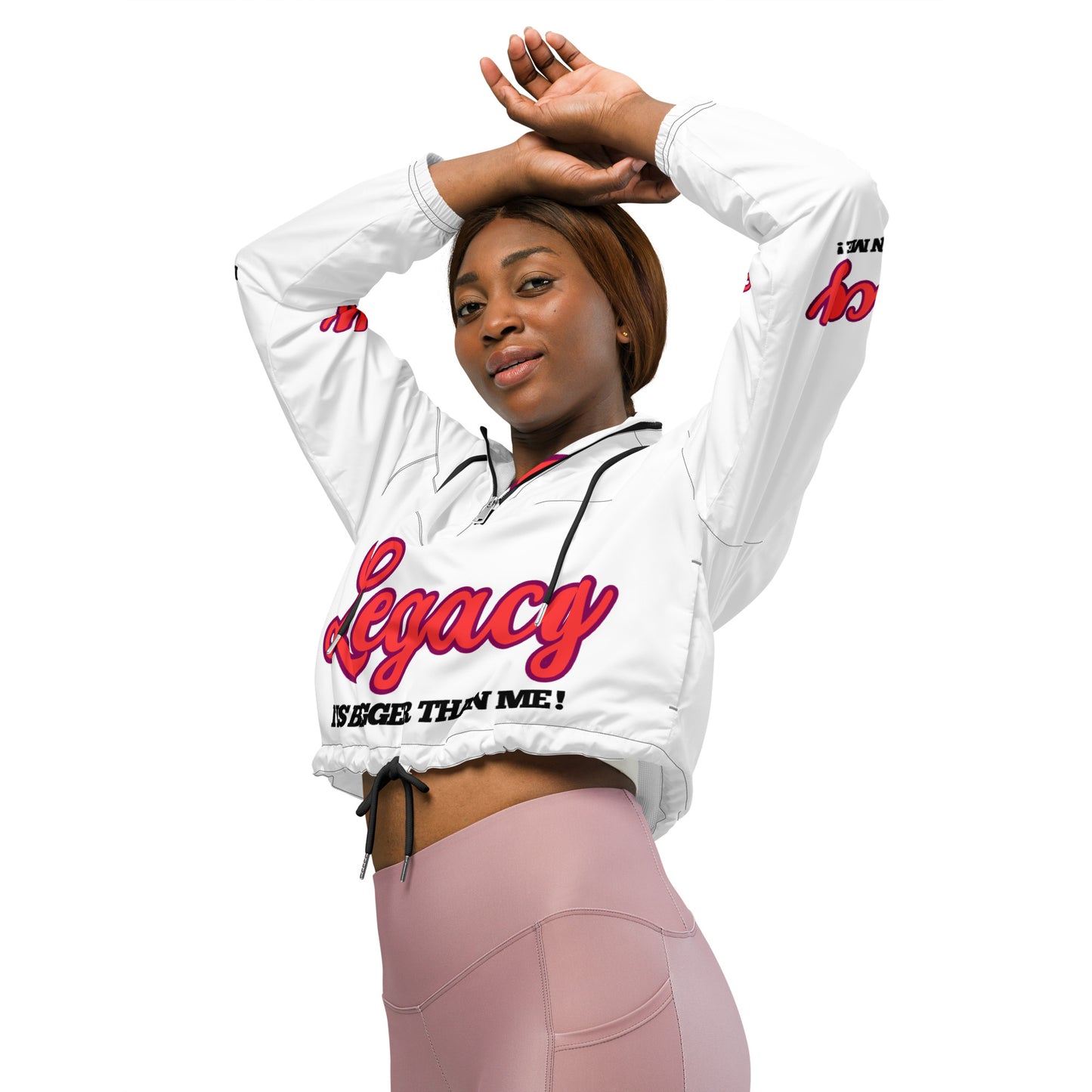 Women’s Cropped Windbreaker-LEGACY "It Is Bigger Than Me!" (RED)