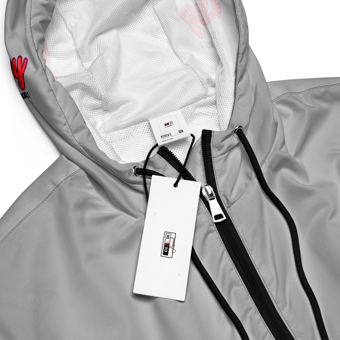 Women’s Cropped Windbreaker-LEGACY "It Is Bigger Than Me!" (RED ON GREY)