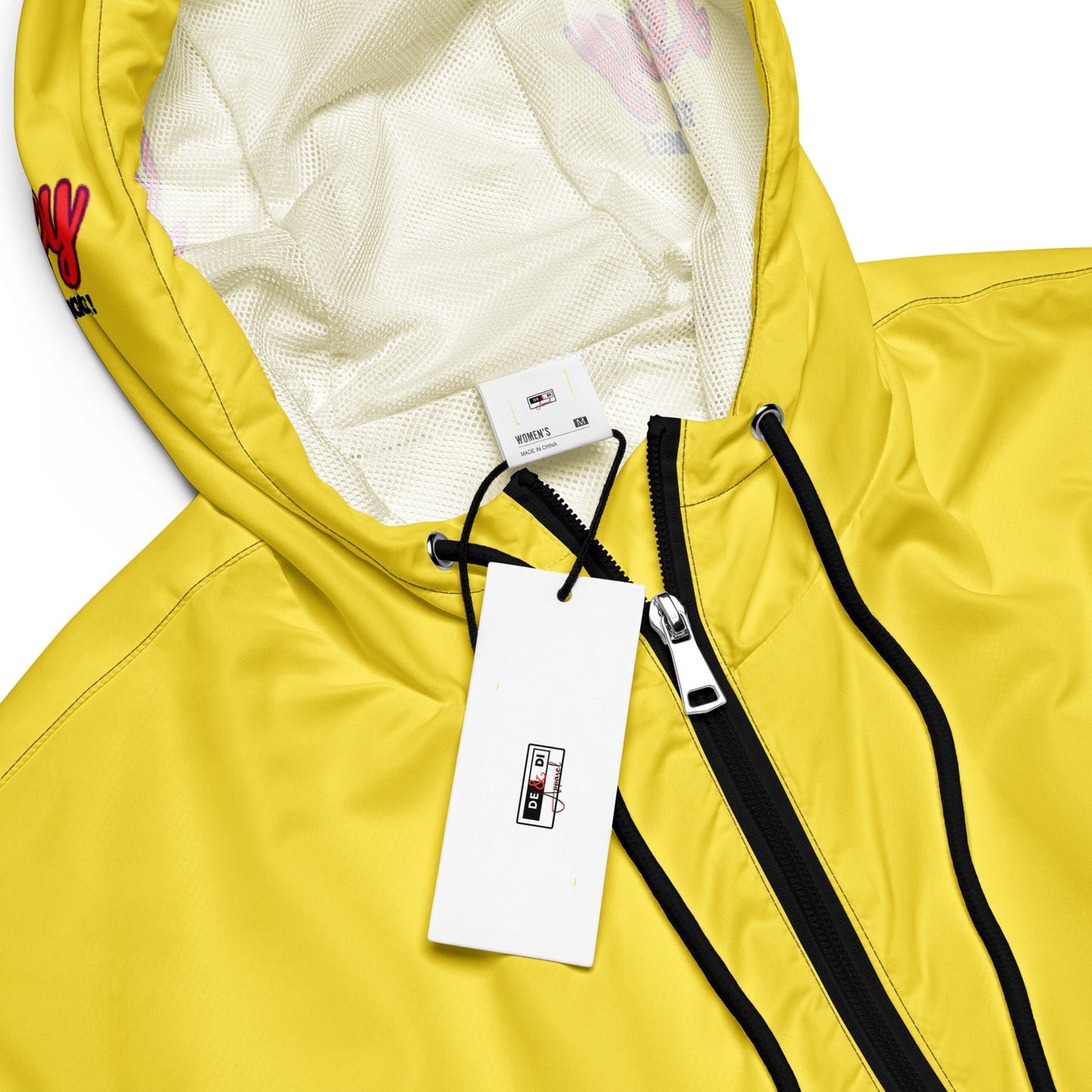 Women’s Cropped Windbreaker-LEGACY "It Is Bigger Than Me!" (RED ON YELLOW)