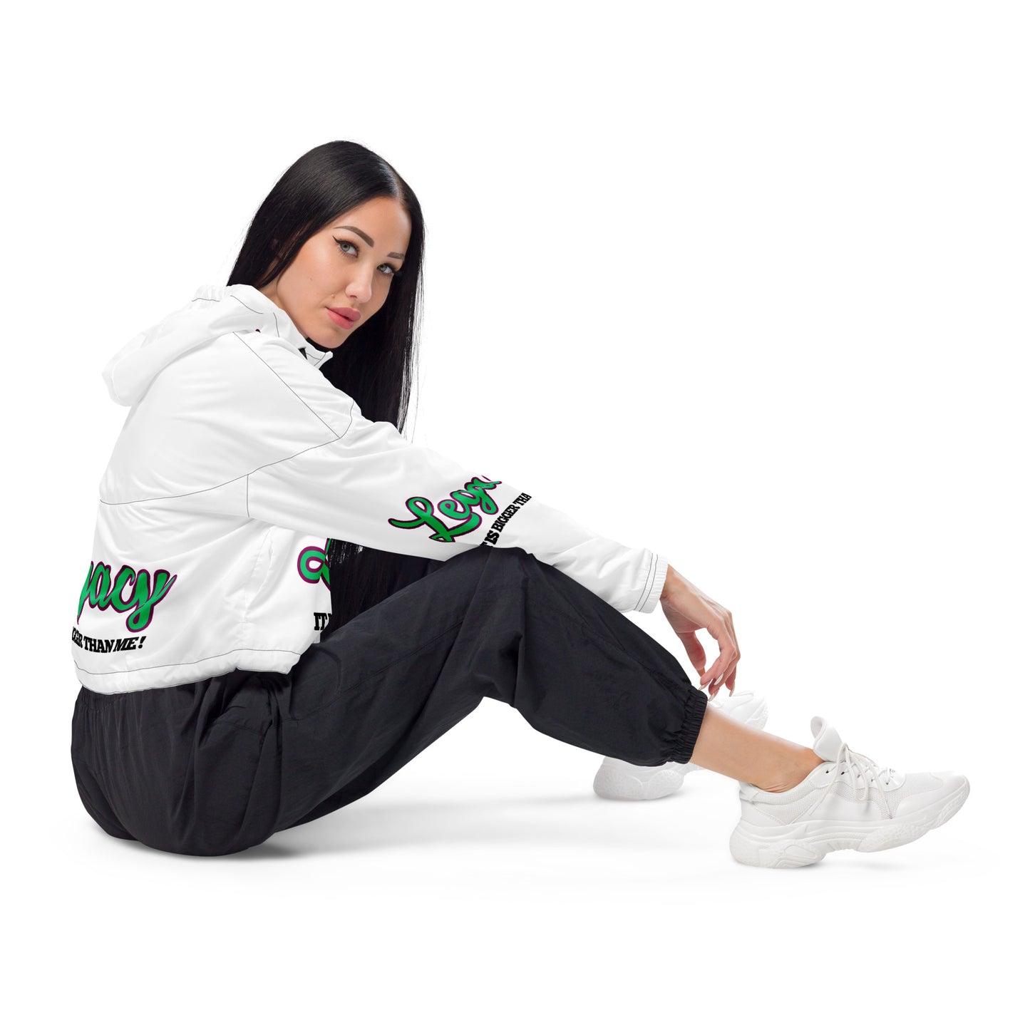 Women’s Cropped Windbreaker-LEGACY "It Is Bigger Than Me!" (GREEN)