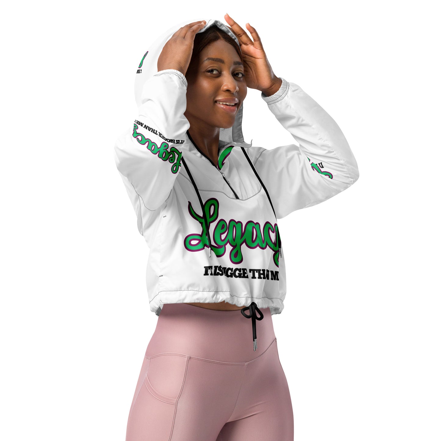 Women’s Cropped Windbreaker-LEGACY "It Is Bigger Than Me!" (GREEN)