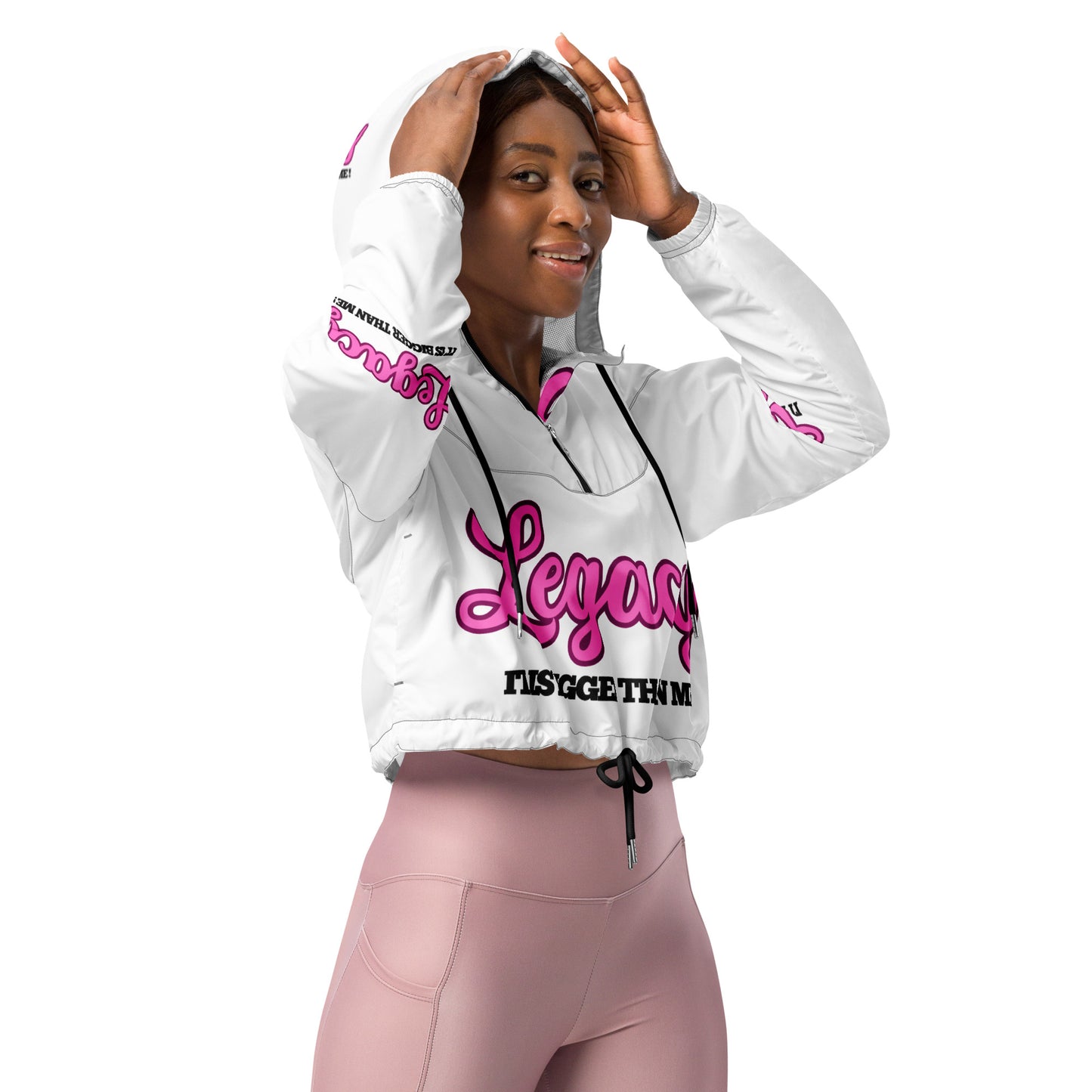 Women’s Cropped Windbreaker-LEGACY "It Is Bigger Than Me!" (PINK)