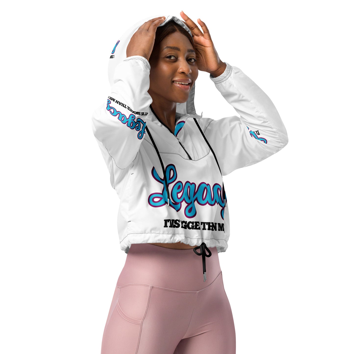 Women’s Cropped Windbreaker-LEGACY "It Is Bigger Than Me!" (BLUE)