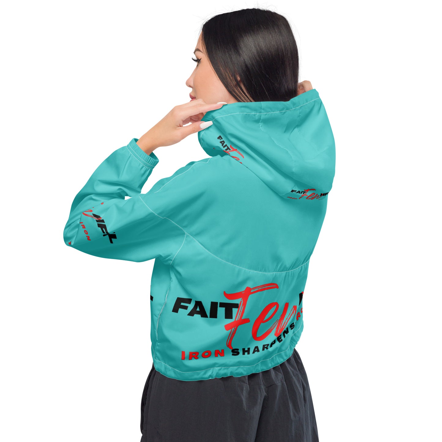 Women’s Cropped Windbreaker-theFAITHFULfew (BLUE)