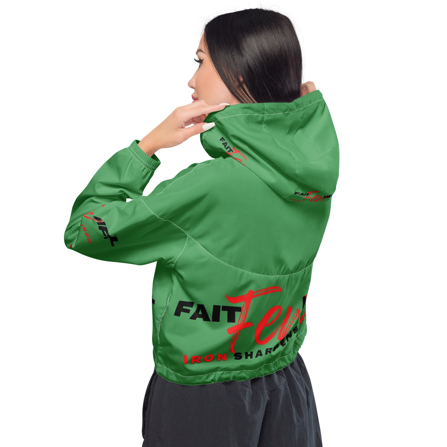 Women’s Cropped Windbreaker-theFAITHFULfew (GREEN)