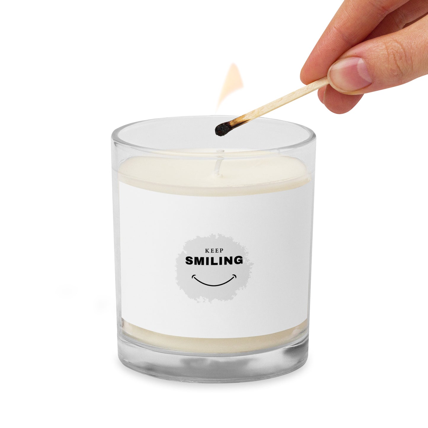 Glass jar soy wax candle-KEEP SMILING