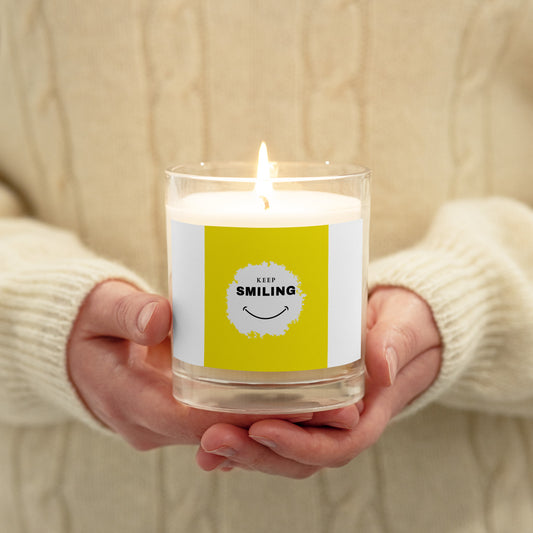 Glass Jar Soy Wax Candle-KEEP SMILING (YELLOW GRAPHIC)