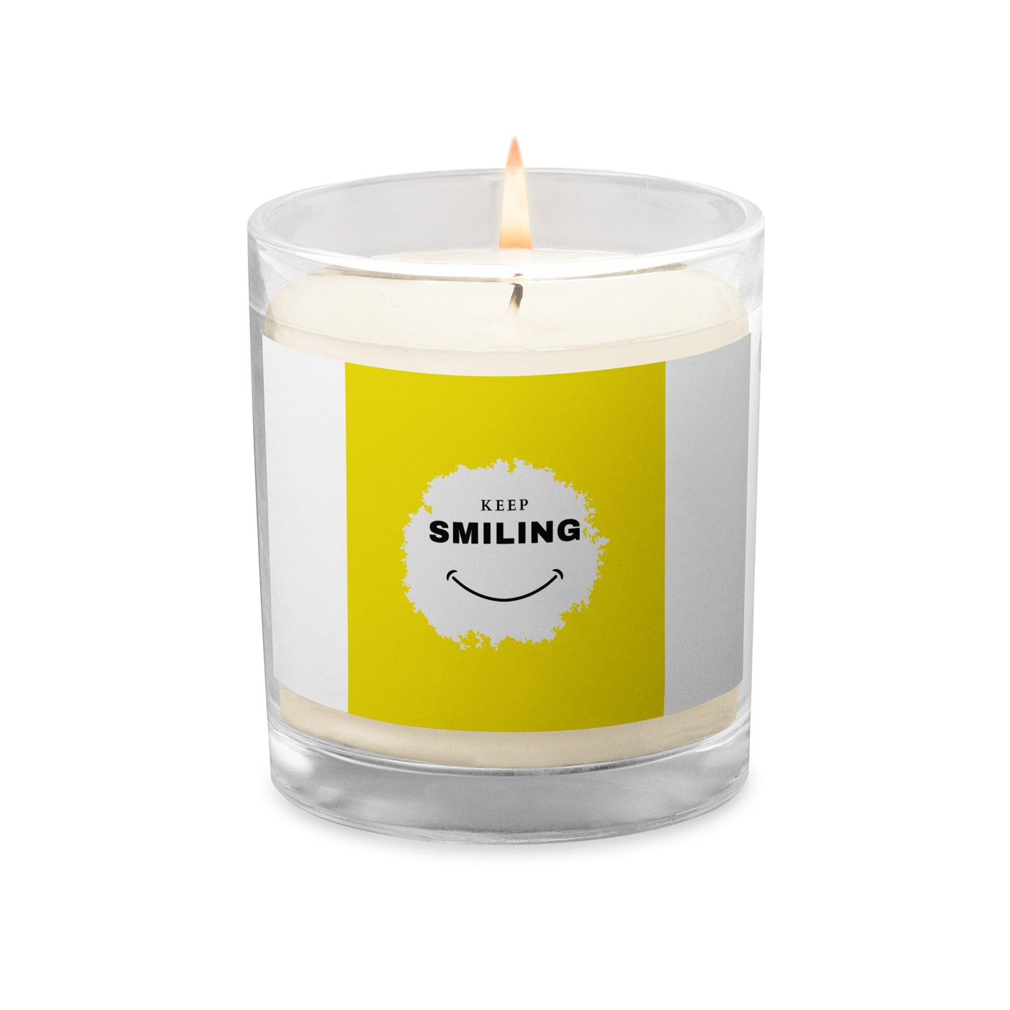 Glass Jar Soy Wax Candle-KEEP SMILING (YELLOW GRAPHIC)