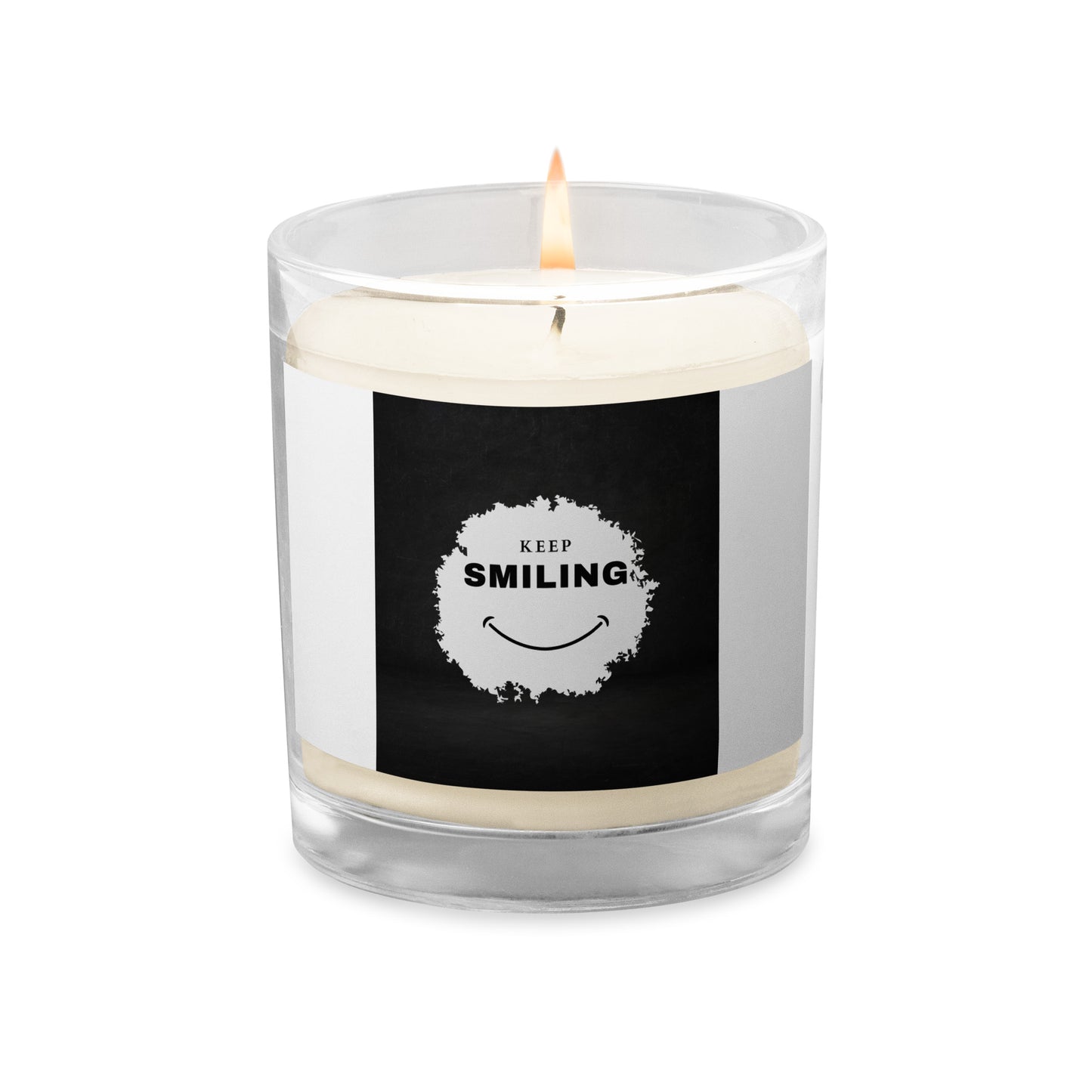 Glass jar soy wax candle-KEEP SMILING (BLACK GRAPHIC)