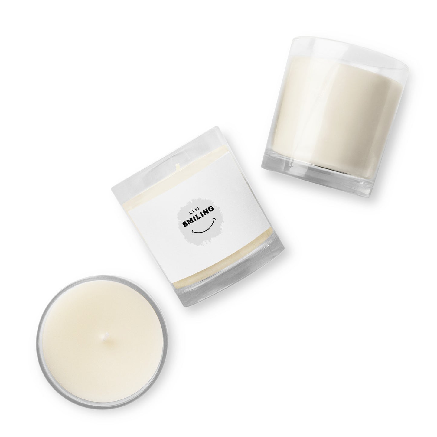 Glass jar soy wax candle-KEEP SMILING