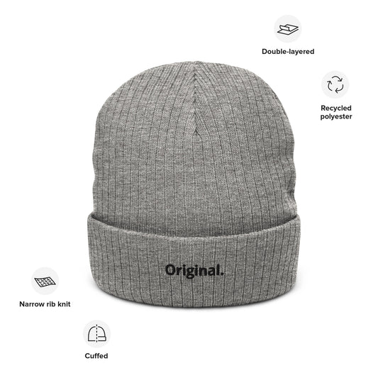 Ribbed Knit Beanie-Original (BLACK FONT)