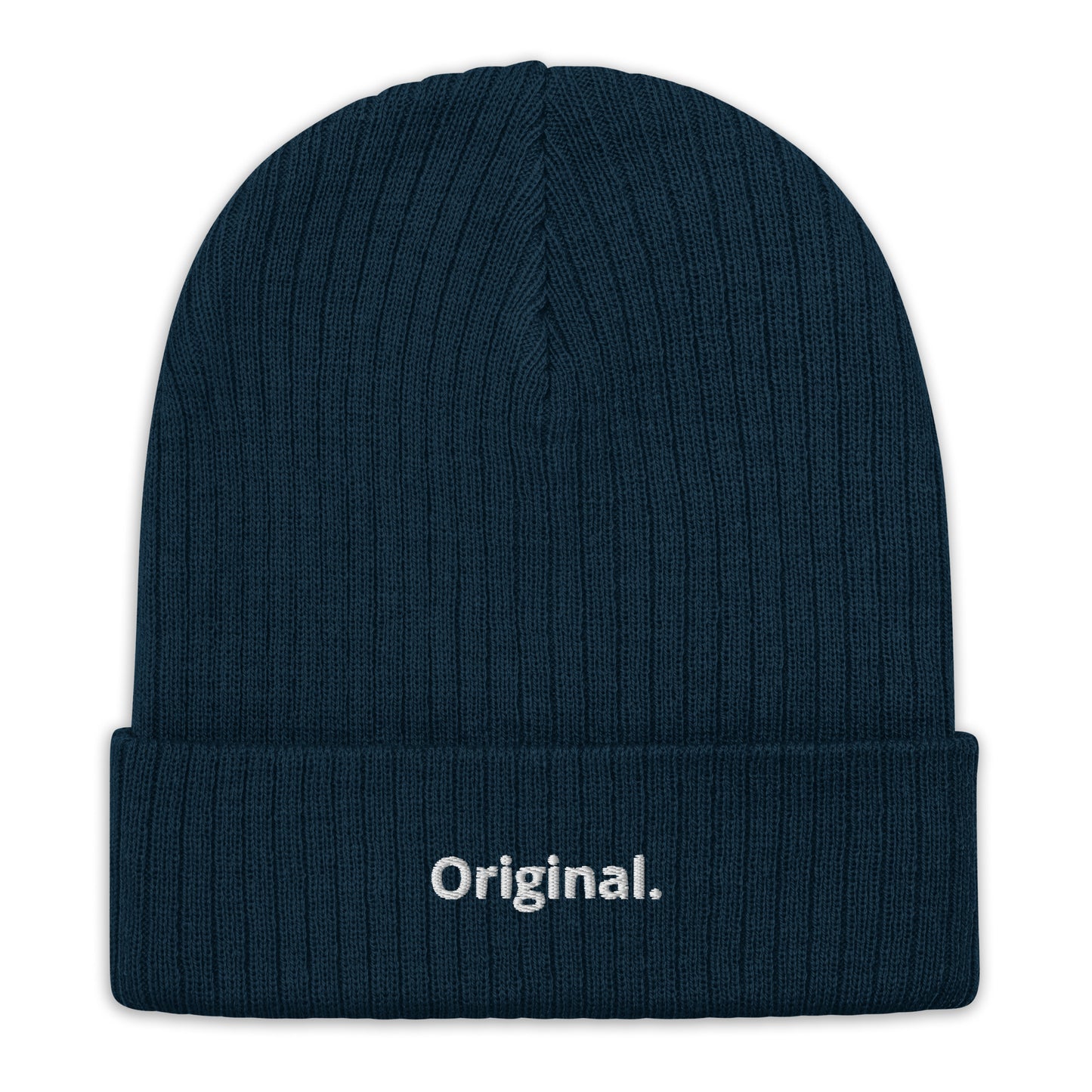 Ribbed Knit Beanie-Original. (WHITE FONT)