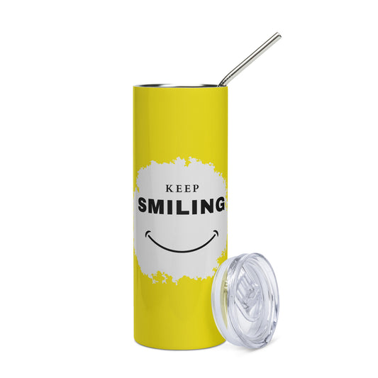 Stainless Steel Tumbler-KEEP SMILING (YELLOW GRAPHIC)