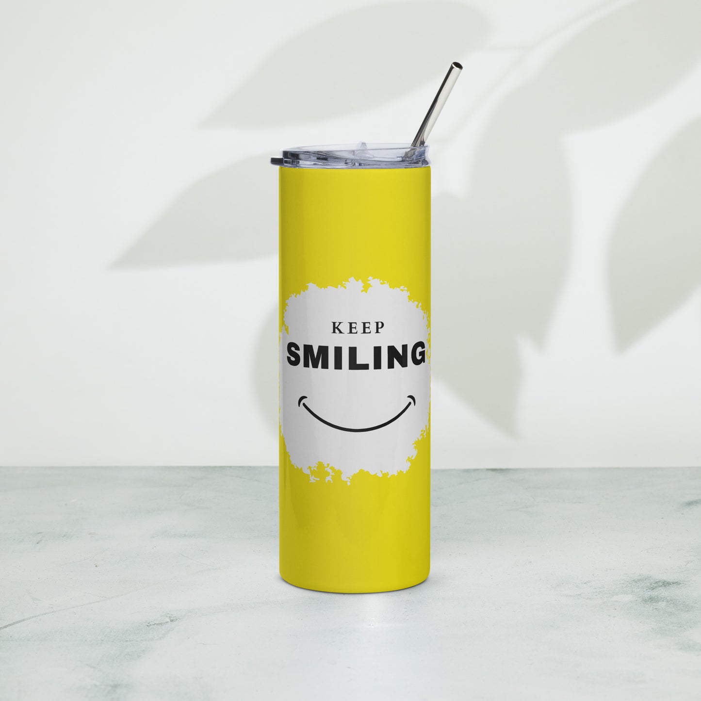 Stainless Steel Tumbler-KEEP SMILING (YELLOW GRAPHIC)