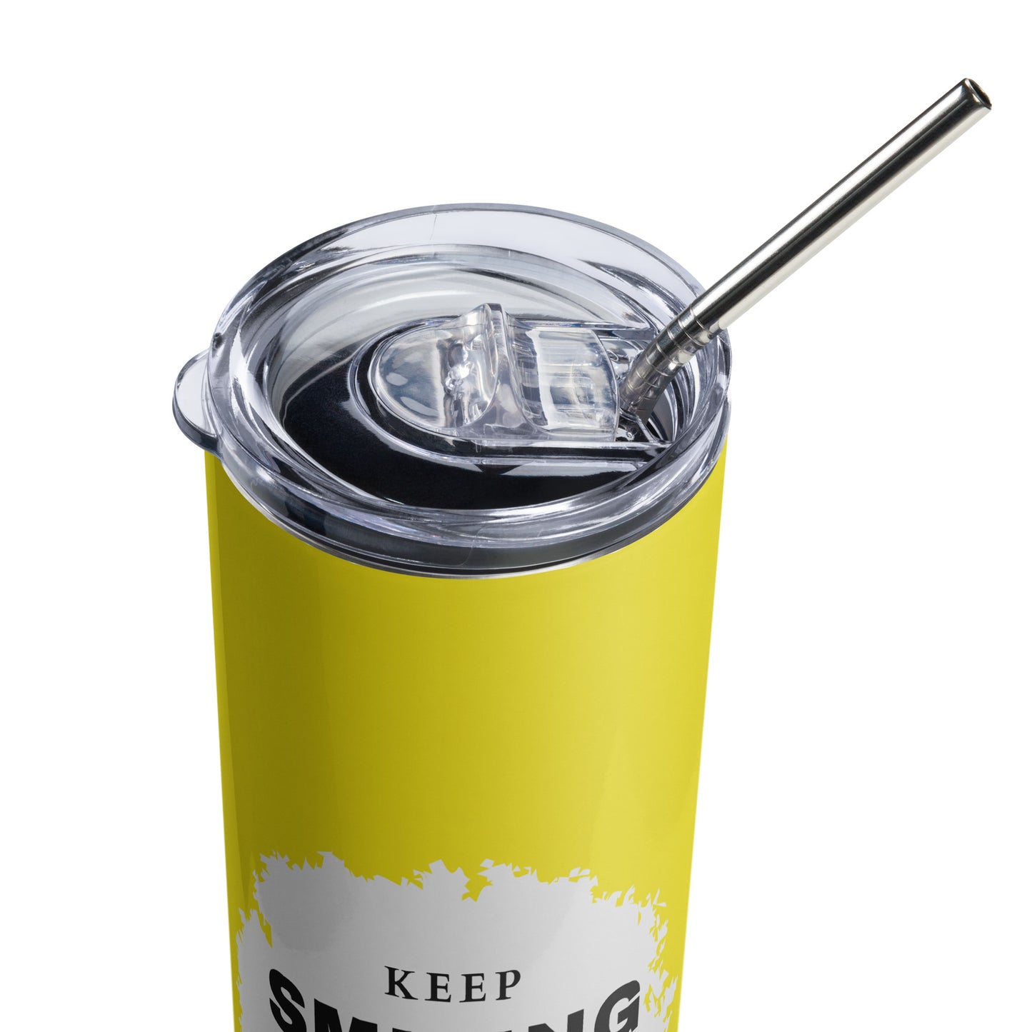 Stainless Steel Tumbler-KEEP SMILING (YELLOW GRAPHIC)